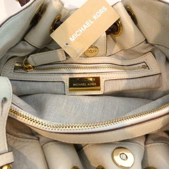 MICHAEL KORS Skorpios Handbag Purse Pebbled Leather Braided Leather Handles-New! - Picture 10 of 12